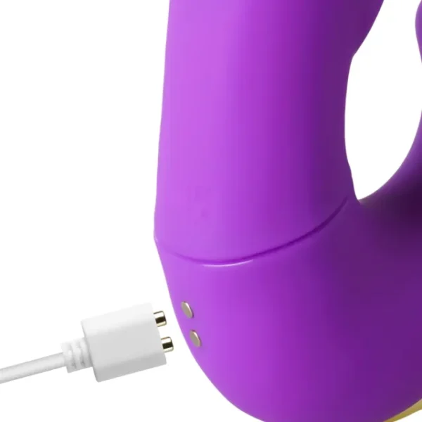 Masajeador vibrador y lamedor de lengua morado recargable de 7 velocidades con función de empuje