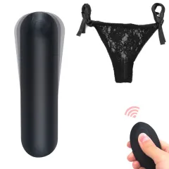 Set de vibrador tipo huevo recargable con panti de encaje con control remoto (negro, 10 modos)